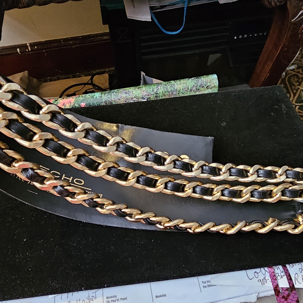 ECHO ITALIAN CALF SKIN LEATHER,LARGE CHAIN BELT